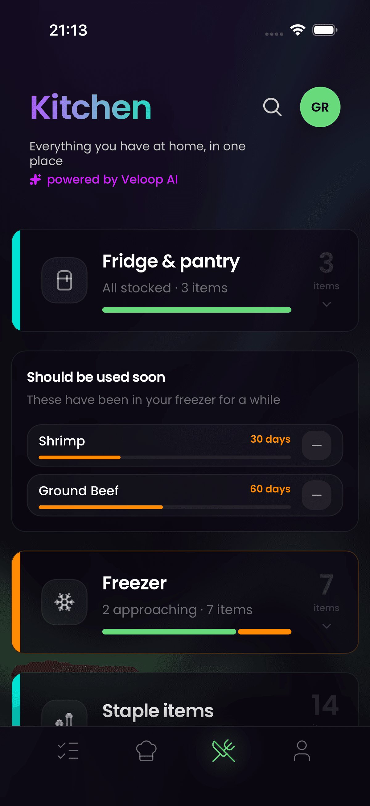 Complete overview of fridge & freezer